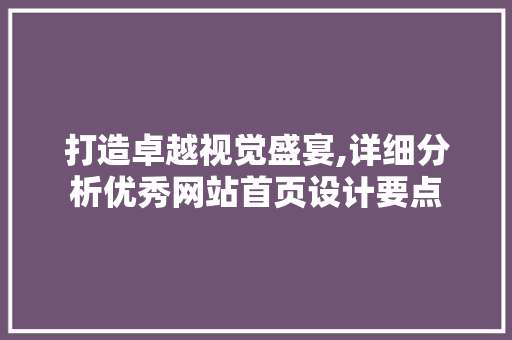 打造卓越视觉盛宴,详细分析优秀网站首页设计要点
