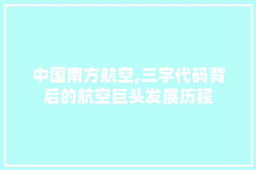中国南方航空,三字代码背后的航空巨头发展历程 中国南方航空,三字代码背后的航空巨头发展历程 GoogleSEO