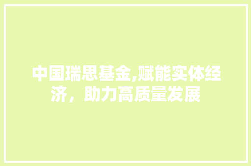 中国瑞思基金,赋能实体经济，助力高质量发展 中国瑞思基金,赋能实体经济，助力高质量发展 神马SEO