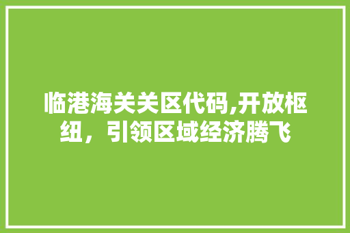 临港海关关区代码,开放枢纽，引领区域经济腾飞 临港海关关区代码,开放枢纽，引领区域经济腾飞 搜狗SEO