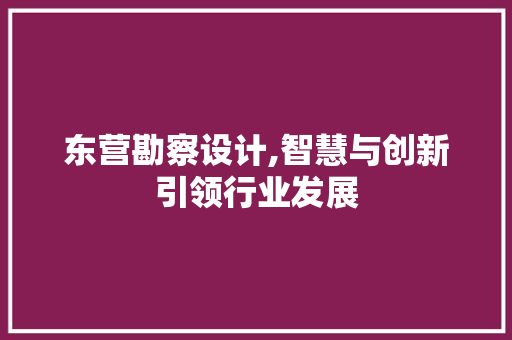 东营勘察设计,智慧与创新引领行业发展 东营勘察设计,智慧与创新引领行业发展 百度SEO