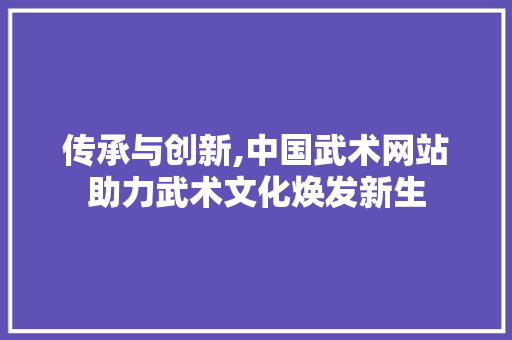 传承与创新,中国武术网站助力武术文化焕发新生 传承与创新,中国武术网站助力武术文化焕发新生 必应SEO