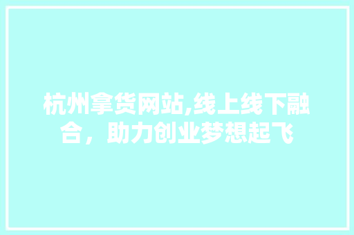 杭州拿货网站,线上线下融合，助力创业梦想起飞