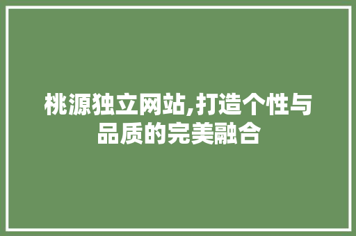 桃源独立网站,打造个性与品质的完美融合 桃源独立网站,打造个性与品质的完美融合 百度SEO