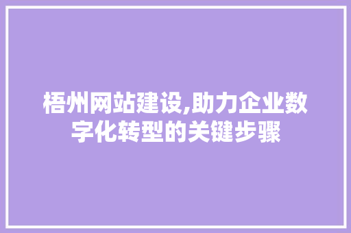 梧州网站建设,助力企业数字化转型的关键步骤 梧州网站建设,助力企业数字化转型的关键步骤 GoogleSEO