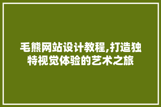 毛熊网站设计教程,打造独特视觉体验的艺术之旅