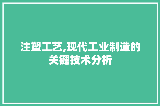 注塑工艺,现代工业制造的关键技术分析