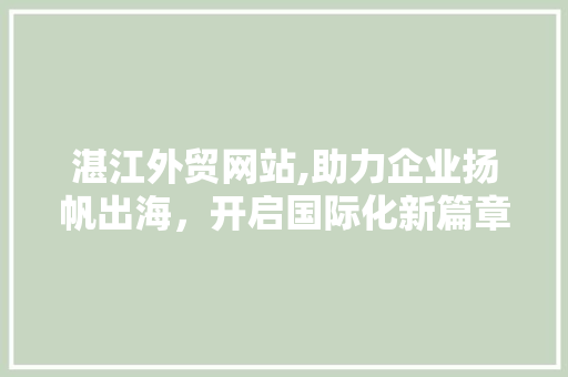 湛江外贸网站,助力企业扬帆出海，开启国际化新篇章
