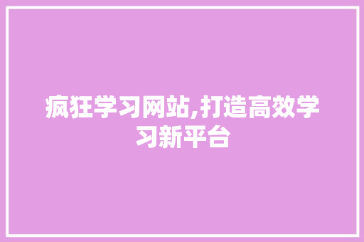 疯狂学习网站,打造高效学习新平台 百度SEO