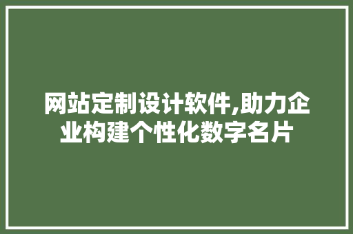 网站定制设计软件,助力企业构建个性化数字名片 神马SEO 网站定制设计软件,助力企业构建个性化数字名片 网站定制设计软件,助力企业构建个性化数字名片 神马SEO