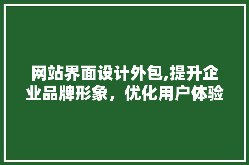 网站界面设计外包,提升企业品牌形象，优化用户体验的明智选择 网站界面设计外包,提升企业品牌形象，优化用户体验的明智选择 神马SEO