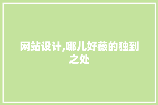 网站设计,哪儿好薇的独到之处 网站设计,哪儿好薇的独到之处 百度SEO