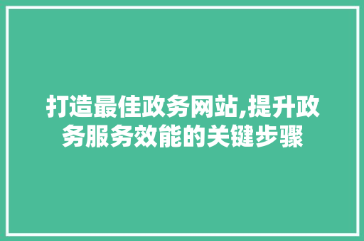打造最佳政务网站,提升政务服务效能的关键步骤