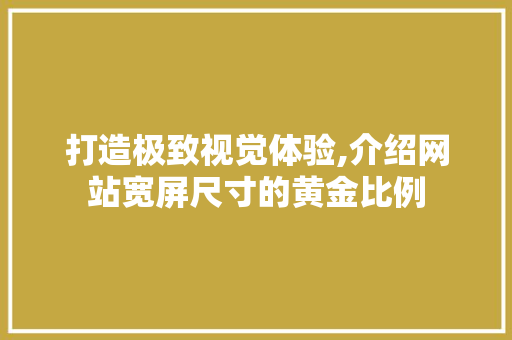 打造极致视觉体验,介绍网站宽屏尺寸的黄金比例