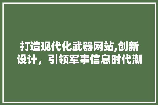 打造现代化武器网站,创新设计，引领军事信息时代潮流