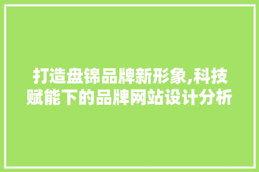 打造盘锦品牌新形象,科技赋能下的品牌网站设计分析 打造盘锦品牌新形象,科技赋能下的品牌网站设计分析 必应SEO