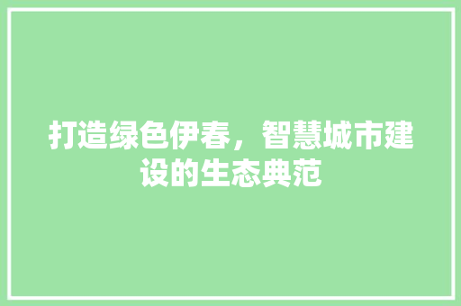 打造绿色伊春，智慧城市建设的生态典范