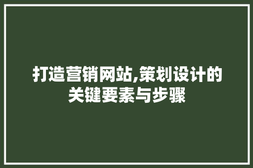 打造营销网站,策划设计的关键要素与步骤