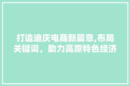 打造迪庆电商新篇章,布局关键词，助力高原特色经济发展