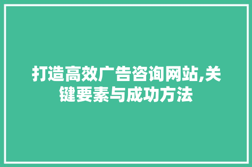 打造高效广告咨询网站,关键要素与成功方法