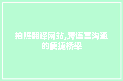 拍照翻译网站,跨语言沟通的便捷桥梁