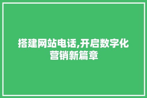 搭建网站电话,开启数字化营销新篇章