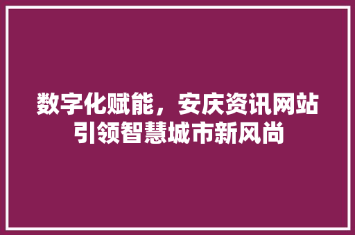 数字化赋能，安庆资讯网站引领智慧城市新风尚 数字化赋能，安庆资讯网站引领智慧城市新风尚 神马SEO
