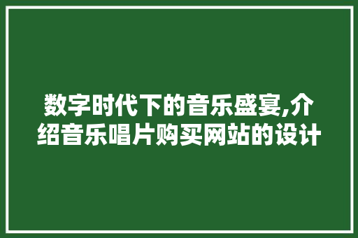 数字时代下的音乐盛宴,介绍音乐唱片购买网站的设计艺术