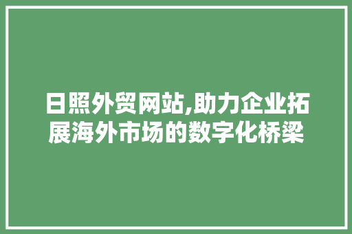 日照外贸网站,助力企业拓展海外市场的数字化桥梁