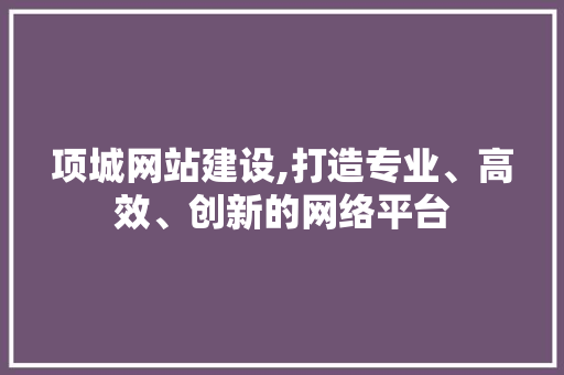 项城网站建设,打造专业、高效、创新的网络平台 项城网站建设,打造专业、高效、创新的网络平台 GoogleSEO