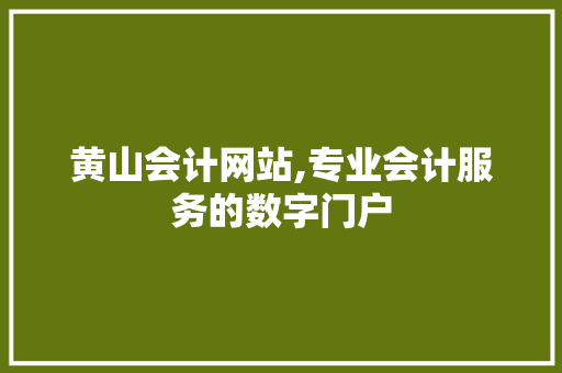 黄山会计网站,专业会计服务的数字门户 黄山会计网站,专业会计服务的数字门户 百度SEO