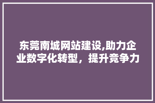 东莞南城网站建设,助力企业数字化转型，提升竞争力 东莞南城网站建设,助力企业数字化转型，提升竞争力 GoogleSEO