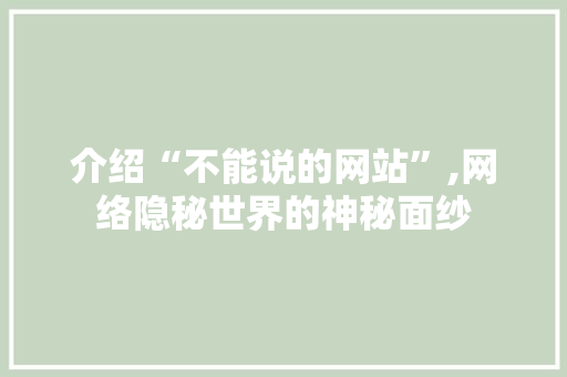介绍“不能说的网站”,网络隐秘世界的神秘面纱 介绍“不能说的网站”,网络隐秘世界的神秘面纱 GoogleSEO