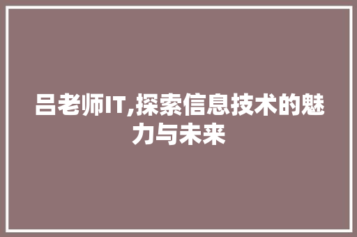 吕老师IT,探索信息技术的魅力与未来