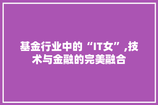 基金行业中的“IT女”,技术与金融的完美融合 搜狗SEO