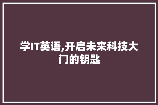 学IT英语,开启未来科技大门的钥匙 神马SEO