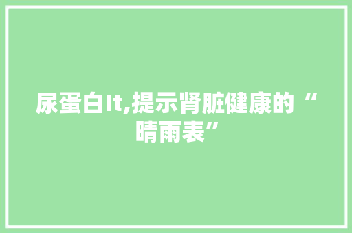 尿蛋白It,提示肾脏健康的“晴雨表” 百度SEO