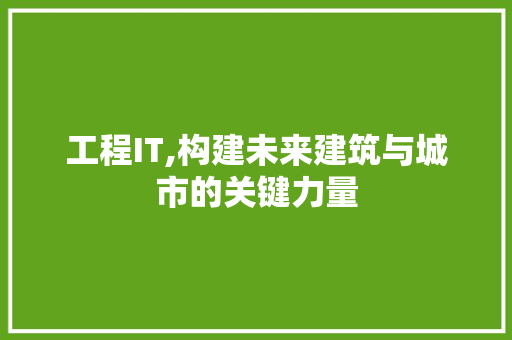 工程IT,构建未来建筑与城市的关键力量