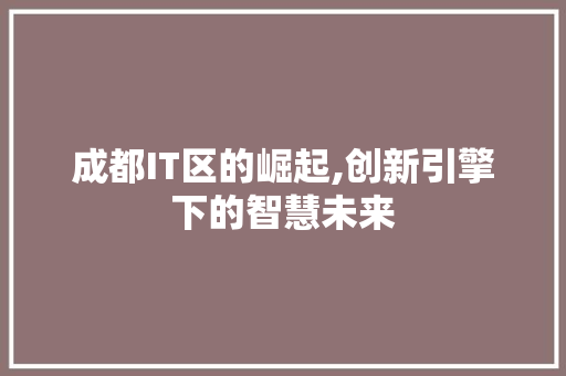 成都IT区的崛起,创新引擎下的智慧未来