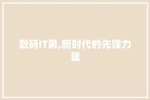 数码IT男,新时代的先锋力量 搜狗SEO