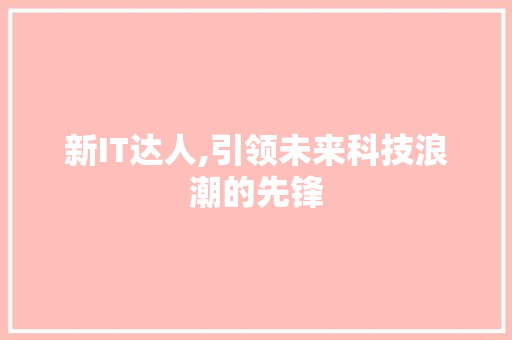 新IT达人,引领未来科技浪潮的先锋 搜狗SEO