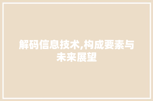 解码信息技术,构成要素与未来展望 神马SEO