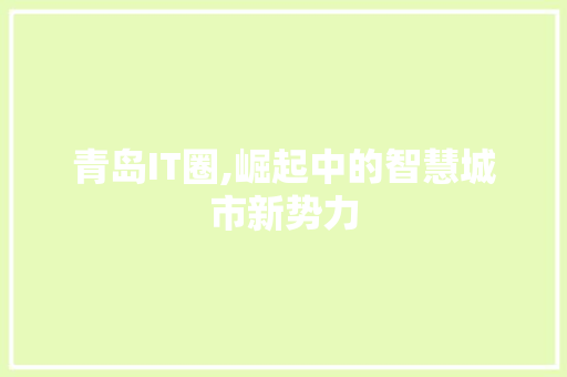青岛IT圈,崛起中的智慧城市新势力