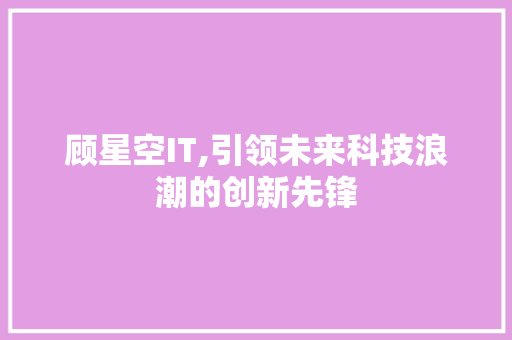 顾星空IT,引领未来科技浪潮的创新先锋