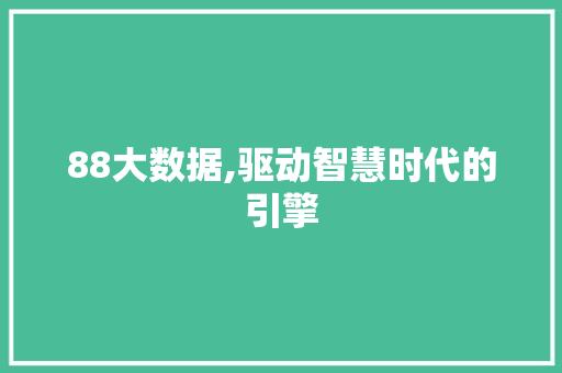 88大数据,驱动智慧时代的引擎 百度SEO