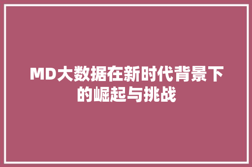 MD大数据在新时代背景下的崛起与挑战 搜狗SEO