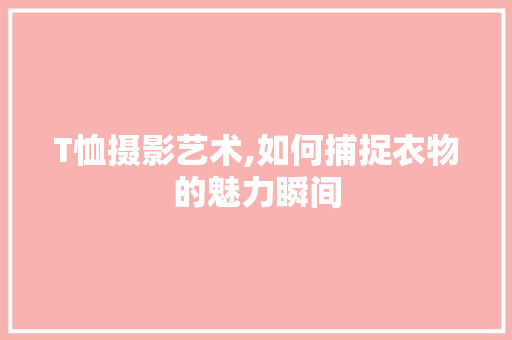 T恤摄影艺术,如何捕捉衣物的魅力瞬间 必应SEO