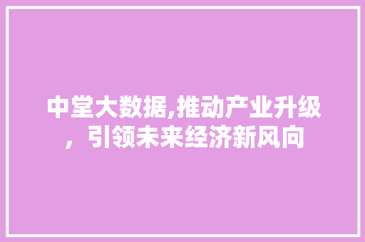 中堂大数据,推动产业升级，引领未来经济新风向