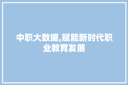 中职大数据,赋能新时代职业教育发展 百度SEO