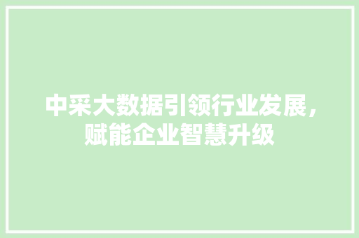 中采大数据引领行业发展，赋能企业智慧升级 搜狗SEO